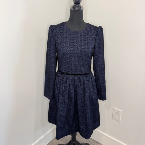 Gal Meets Glam Collection Callie Print Long Sleeve A-Line Dress (Sz 4) - Picture 3 of 10